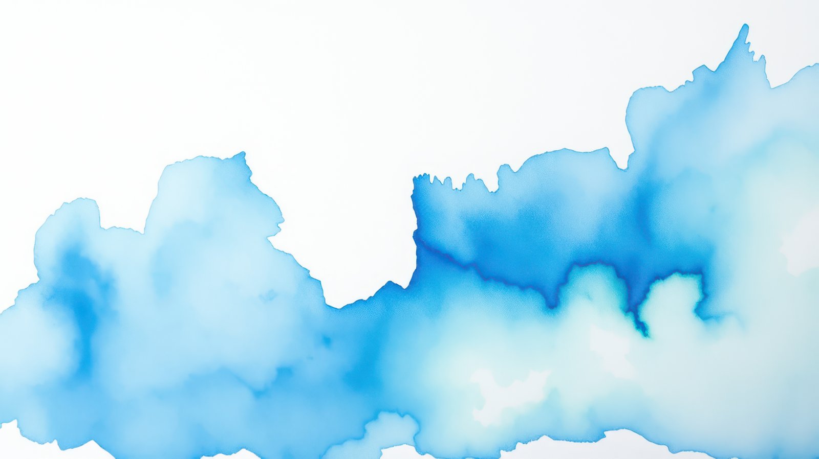 Soft blue watercolor abstract illustration with flowing patterns and smooth transitions blending into white background
